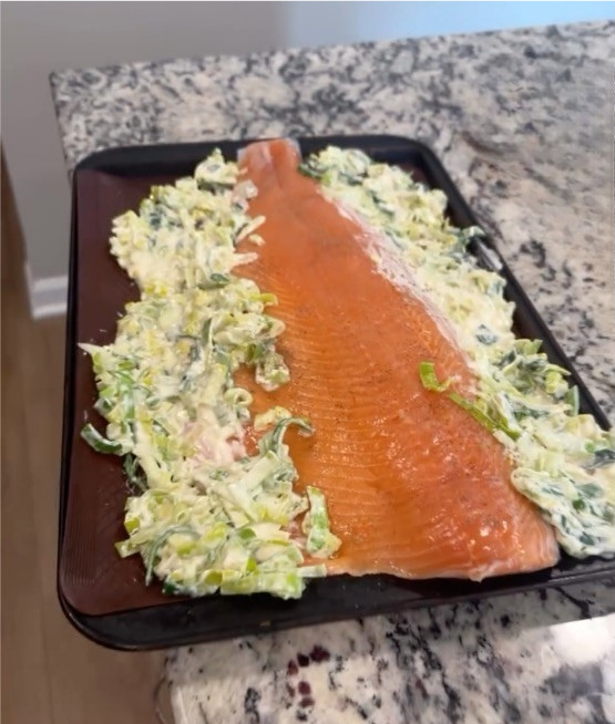 Saumon au poireaux crémeux